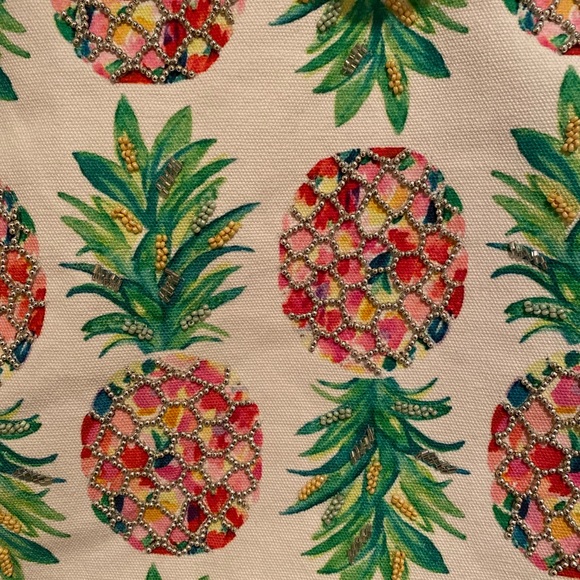 Pineapple Tote, Large Pineapple Beaded Canvas Tote With Large Rope Handles - Picture 5 of 16